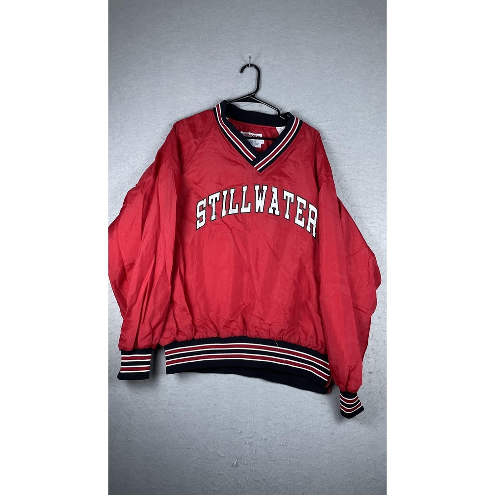 Vintage Stillwater Pullover Jacket Mens Large Red V-Neck Windbreaker USA‎ Blazer
